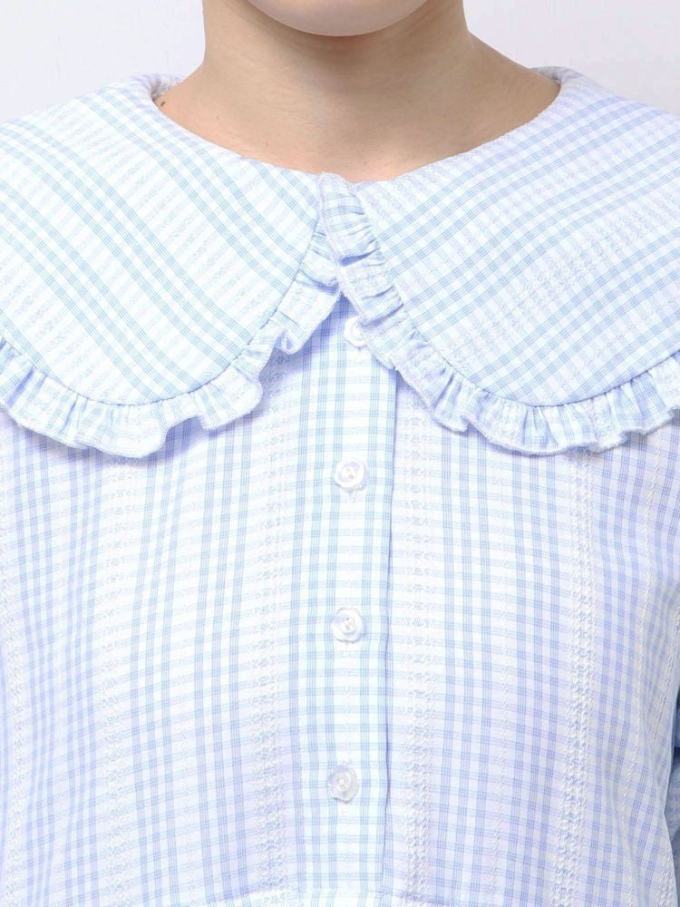 merry jenny｜Checkered frill color shirt dress