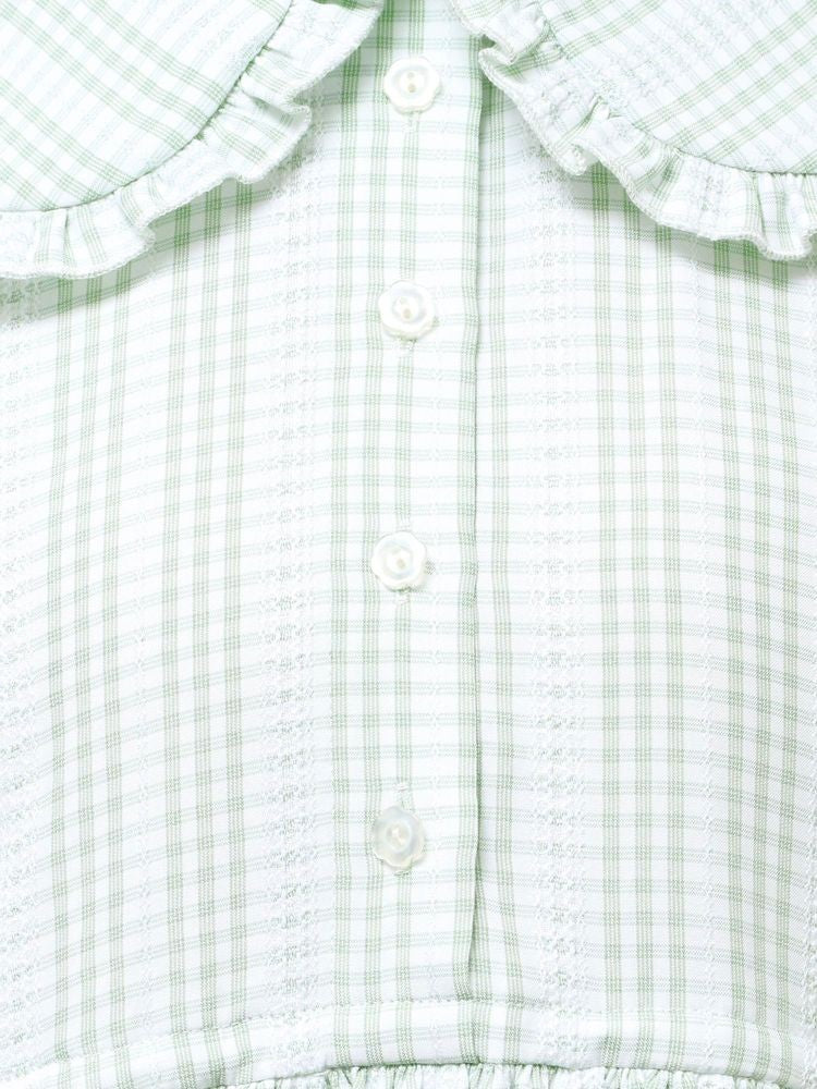 merry jenny｜Checkered frill color shirt dress
