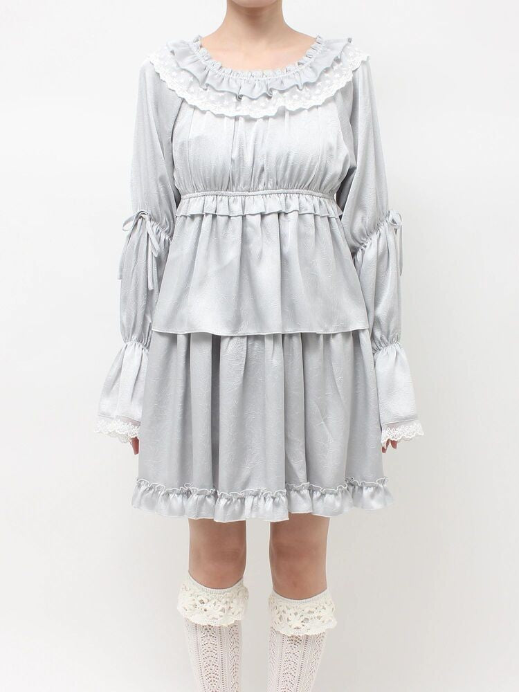 merry jenny｜Satin Candy-Sleeve Mini Dress