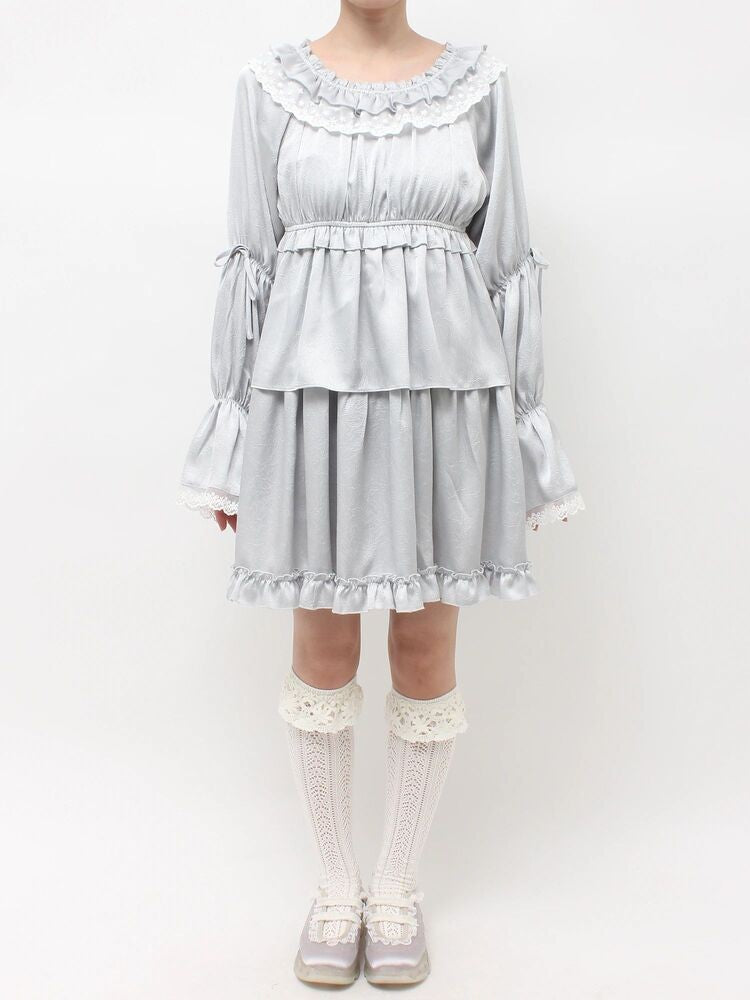merry jenny｜Satin Candy-Sleeve Mini Dress