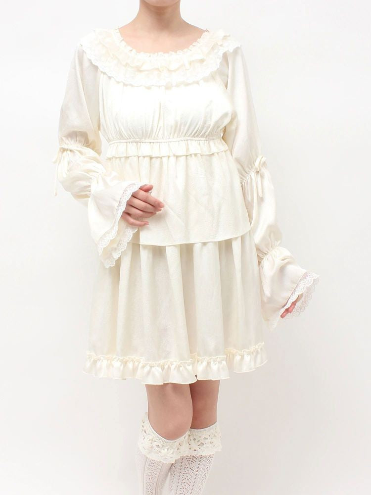 merry jenny｜Satin Candy-Sleeve Mini Dress