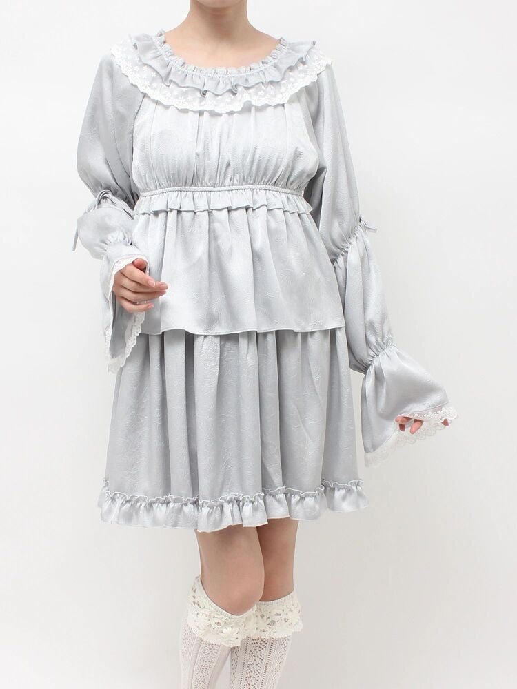 merry jenny｜Satin Candy-Sleeve Mini Dress