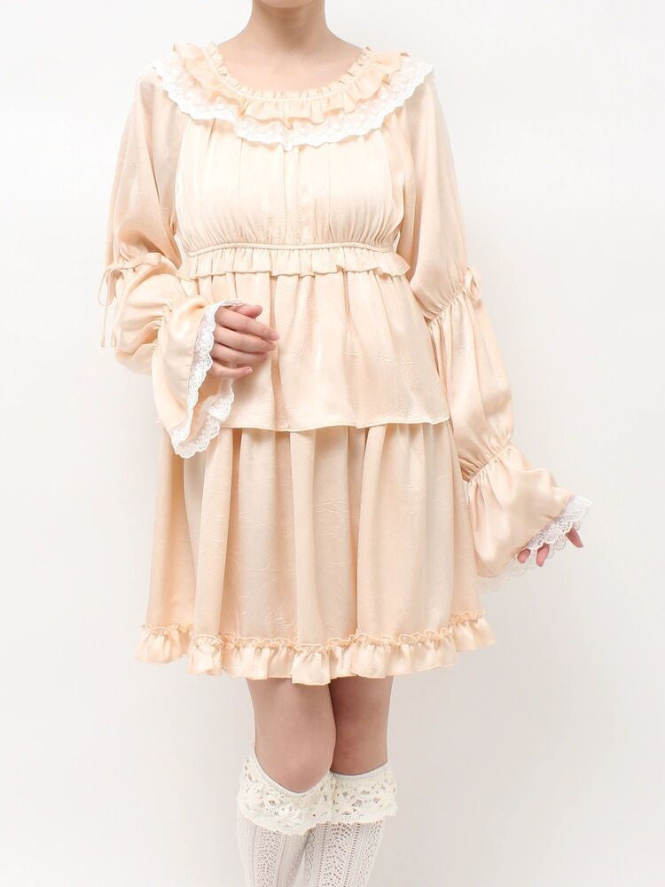merry jenny｜Satin Candy-Sleeve Mini Dress