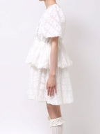 merry jenny｜Balloon-Sleeve Mini Dress