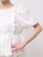 merry jenny｜Balloon-Sleeve Mini Dress