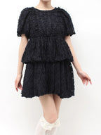 merry jenny｜Balloon-Sleeve Mini Dress