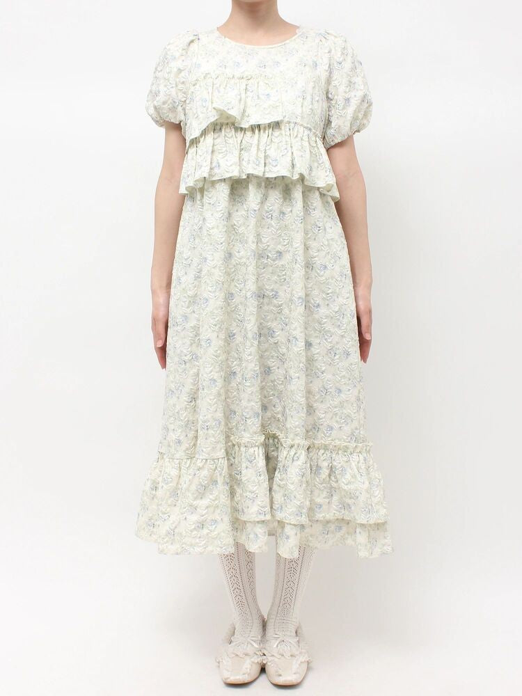 merry jenny｜Jacquard tiered dress