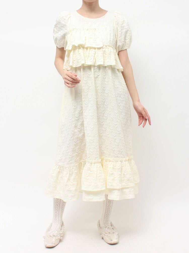 merry jenny｜Jacquard tiered dress