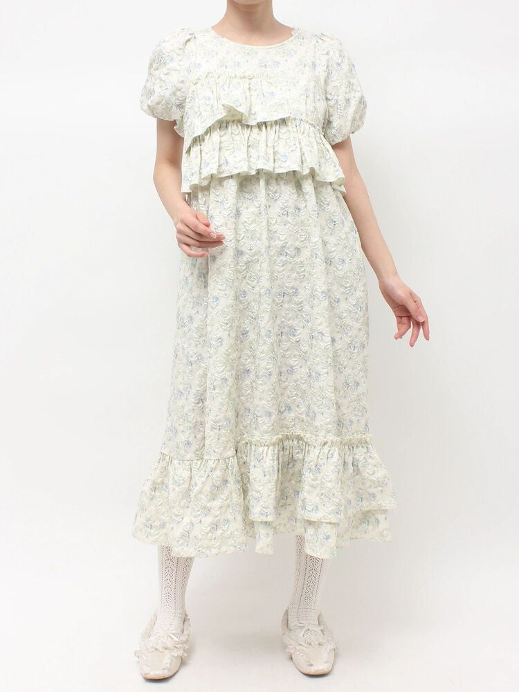 merry jenny｜Jacquard tiered dress