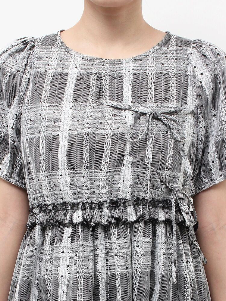 merry jenny｜Scalloped Pin-Dot Check Dress
