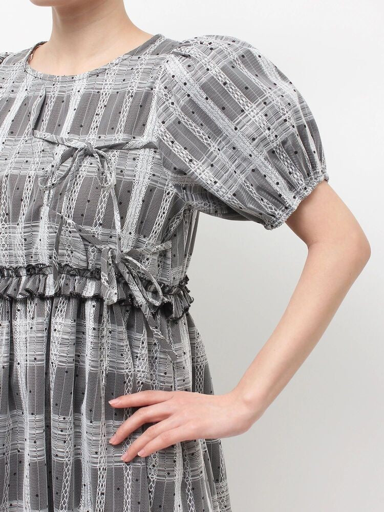 merry jenny｜Scalloped Pin-Dot Check Dress