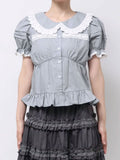 merry jenny｜Ruffled-Collar Puff-Sleeve Blouse