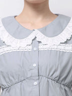 merry jenny｜Ruffled-Collar Puff-Sleeve Blouse