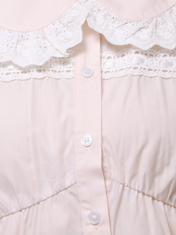 merry jenny｜Ruffled-Collar Puff-Sleeve Blouse