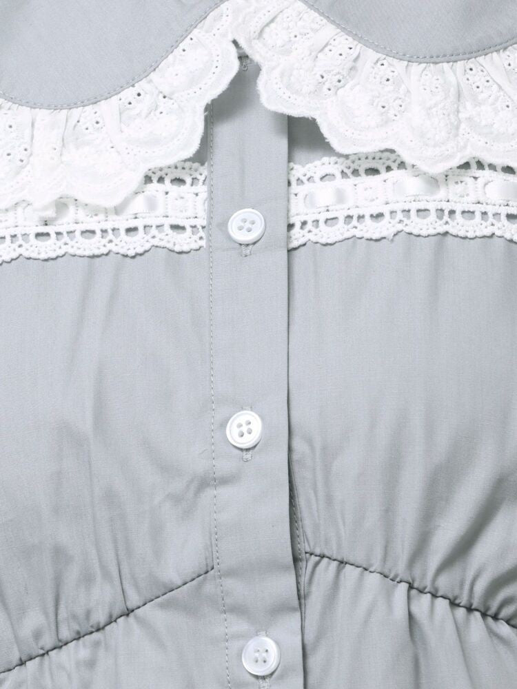 merry jenny｜Ruffled-Collar Puff-Sleeve Blouse