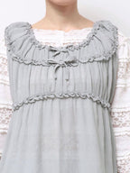 merry jenny｜Sheer Gathered Tunic with Ribbon Detail