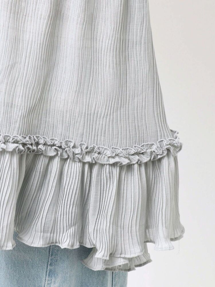 merry jenny｜Sheer Gathered Tunic with Ribbon Detail