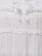 merry jenny｜Sheer Gathered Tunic with Ribbon Detail