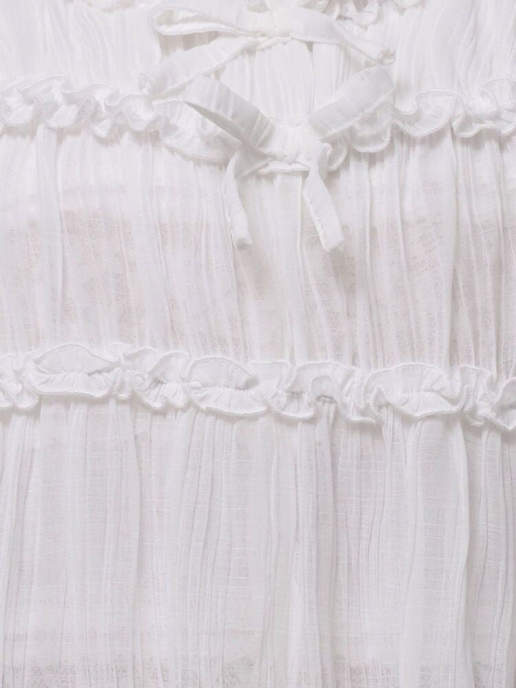 merry jenny｜Sheer Gathered Tunic with Ribbon Detail