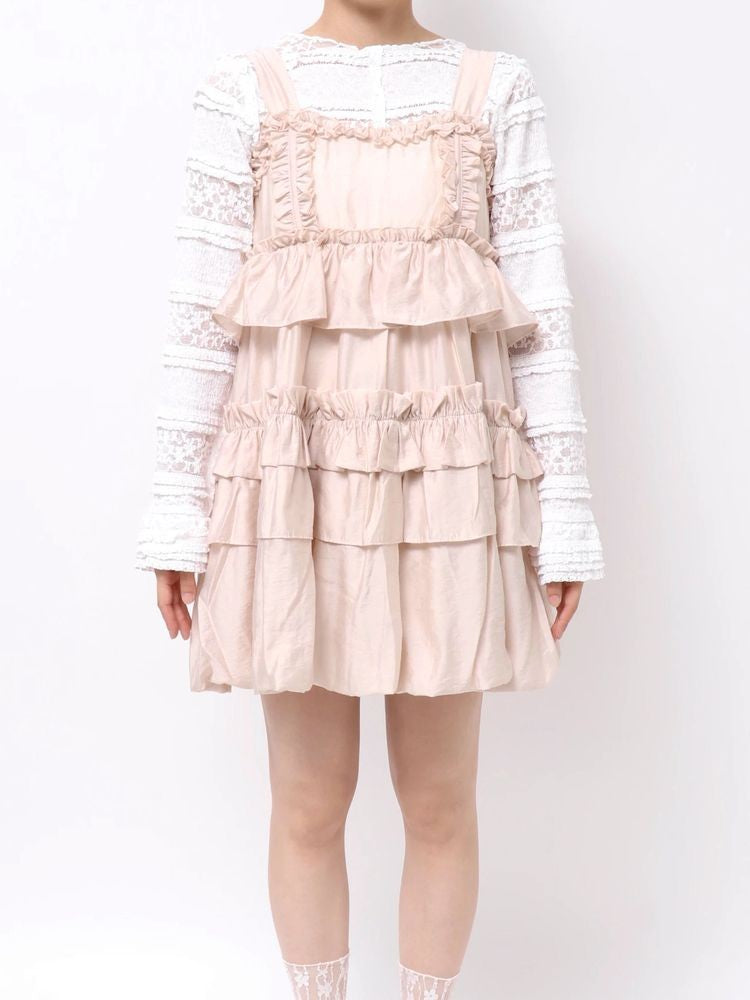 merry jenny｜Soft Ruffle Mini Dress