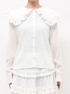 merry jenny｜Sheer Ruffle Blouse
