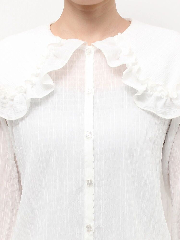 merry jenny｜Sheer Ruffle Blouse