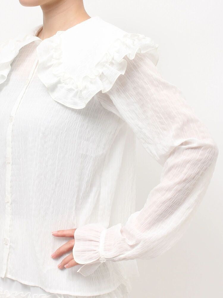 merry jenny｜Sheer Ruffle Blouse