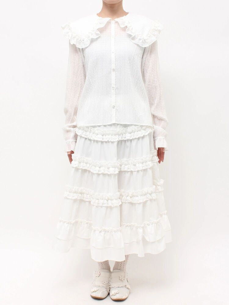 merry jenny｜Sheer Ruffle Blouse