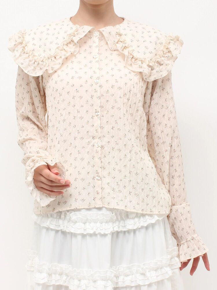 merry jenny｜Sheer Ruffle Blouse