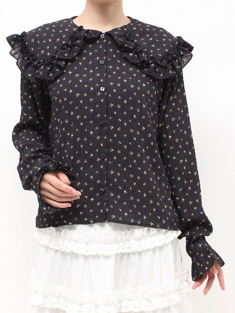 merry jenny｜Sheer Ruffle Blouse