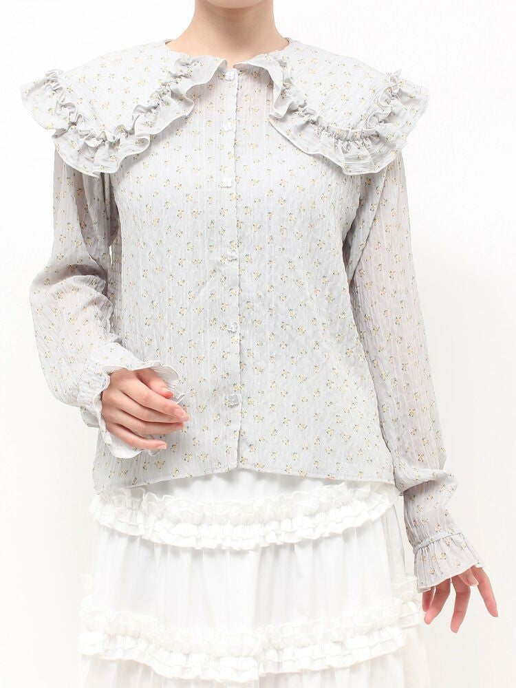 merry jenny｜Sheer Ruffle Blouse