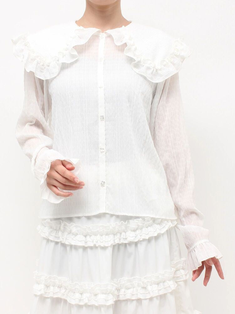 merry jenny｜Sheer Ruffle Blouse