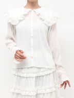 merry jenny｜Sheer Ruffle Blouse
