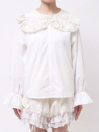 merry jenny｜Floral Sequin-Collar Blouse