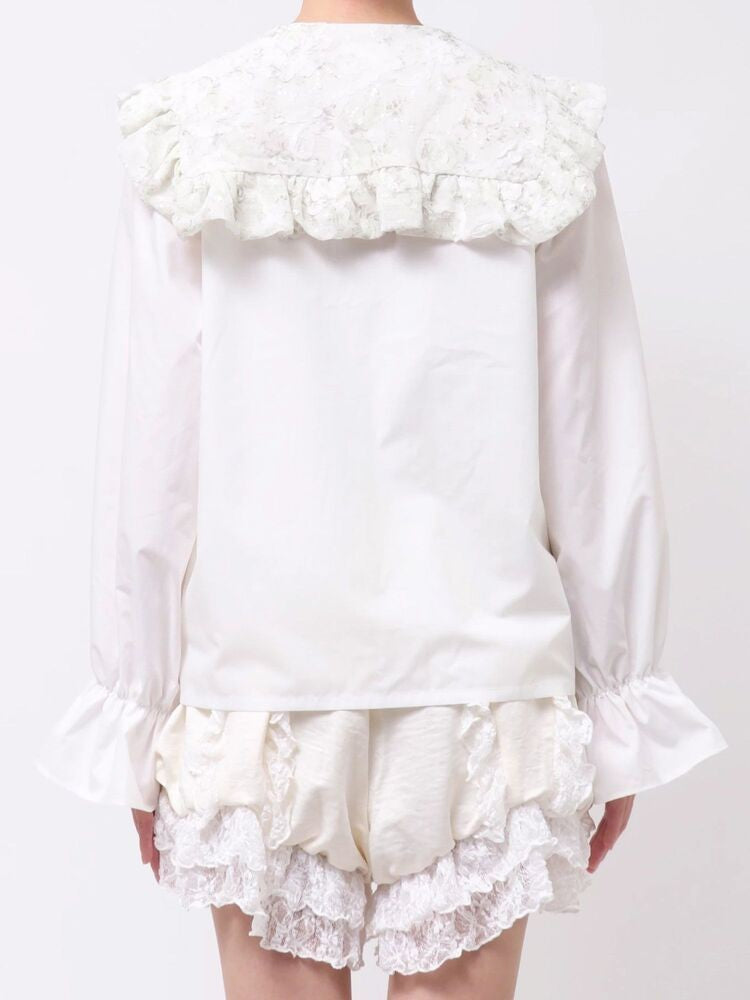 merry jenny｜Floral Sequin-Collar Blouse