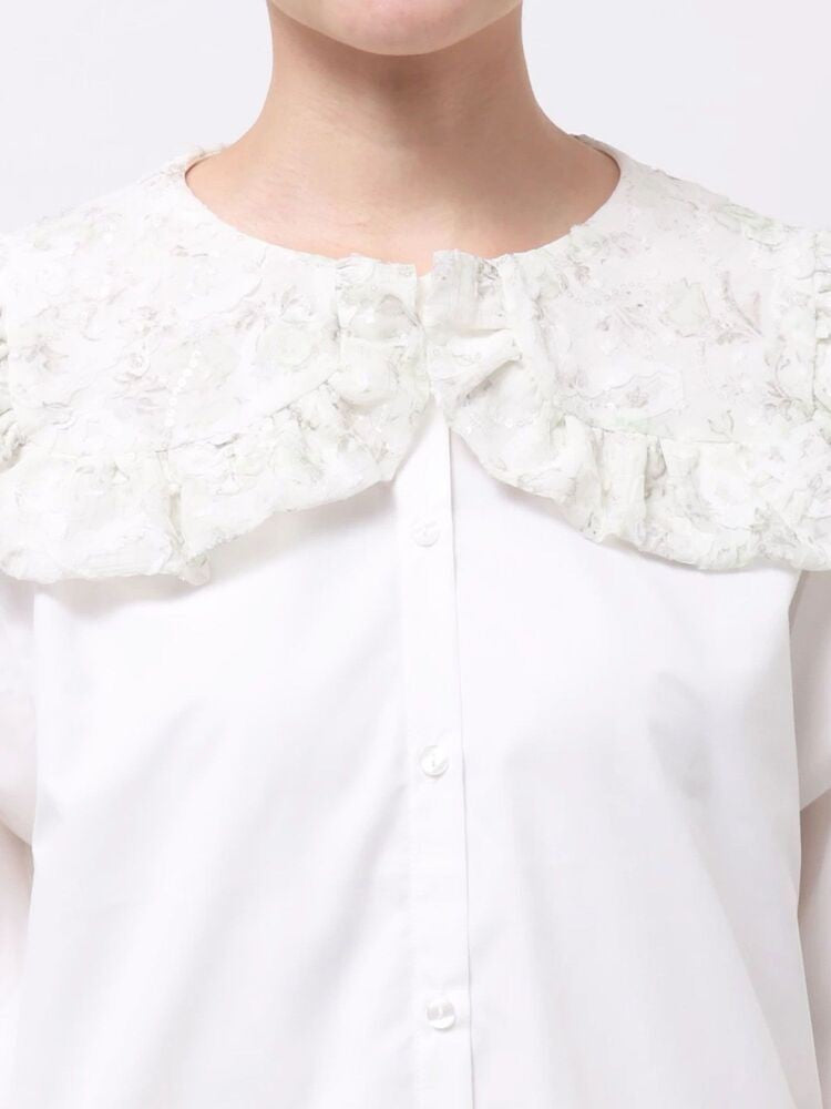 merry jenny｜Floral Sequin-Collar Blouse