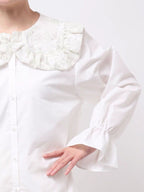 merry jenny｜Floral Sequin-Collar Blouse