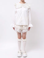 merry jenny｜Floral Sequin-Collar Blouse