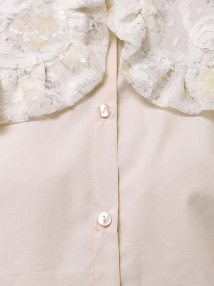 merry jenny｜Floral Sequin-Collar Blouse