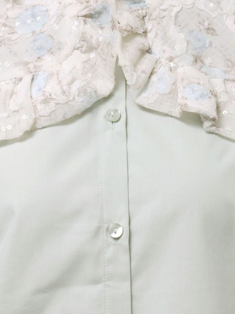 merry jenny｜Floral Sequin-Collar Blouse
