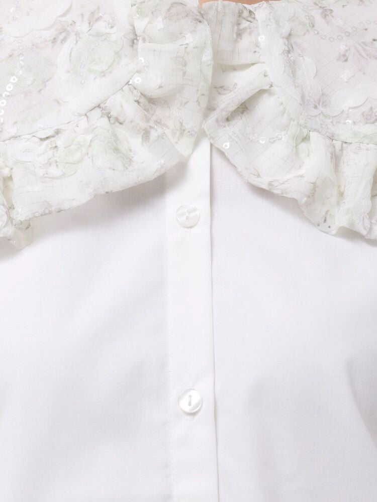 merry jenny｜Floral Sequin-Collar Blouse
