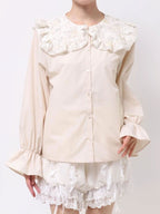 merry jenny｜Floral Sequin-Collar Blouse