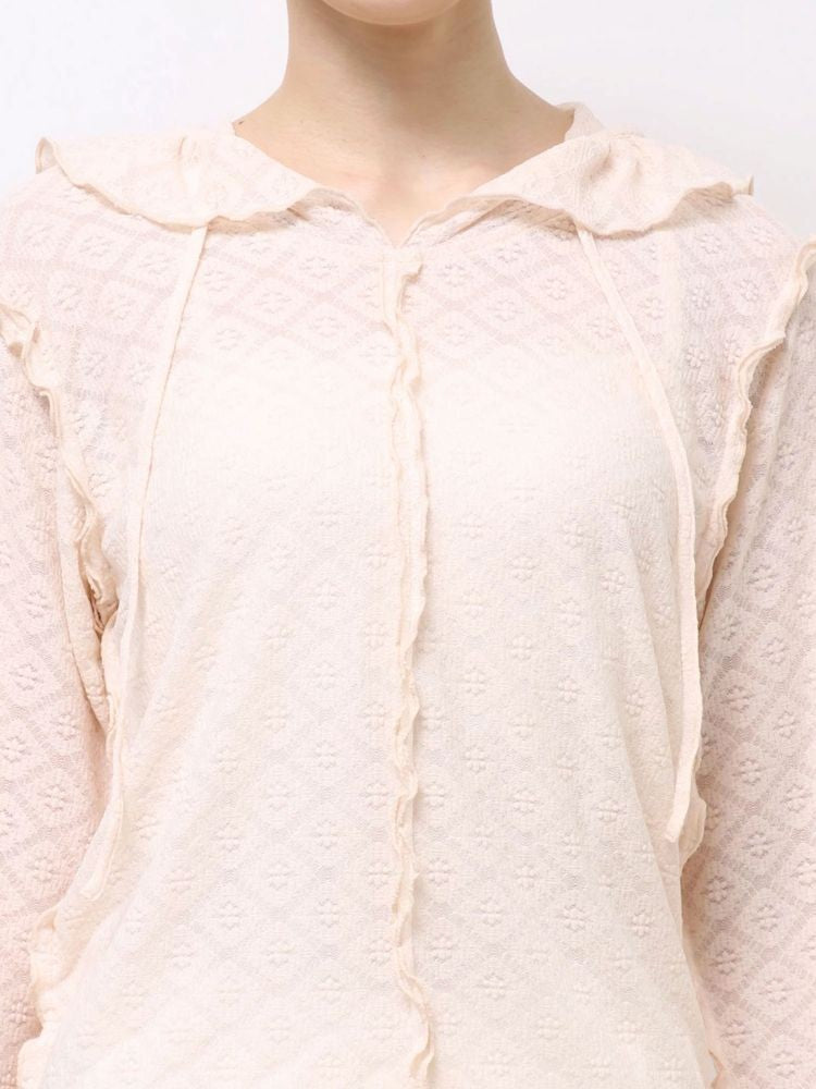 merry jenny｜Hooded Cutrace tops