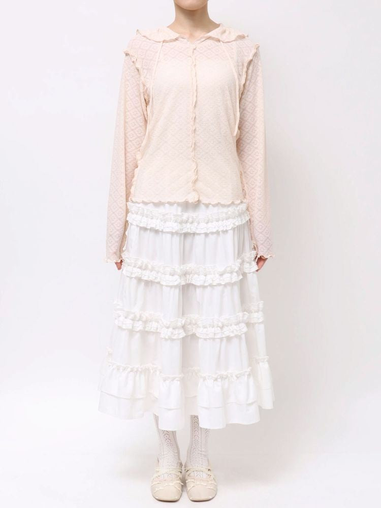merry jenny｜Hooded Cutrace tops