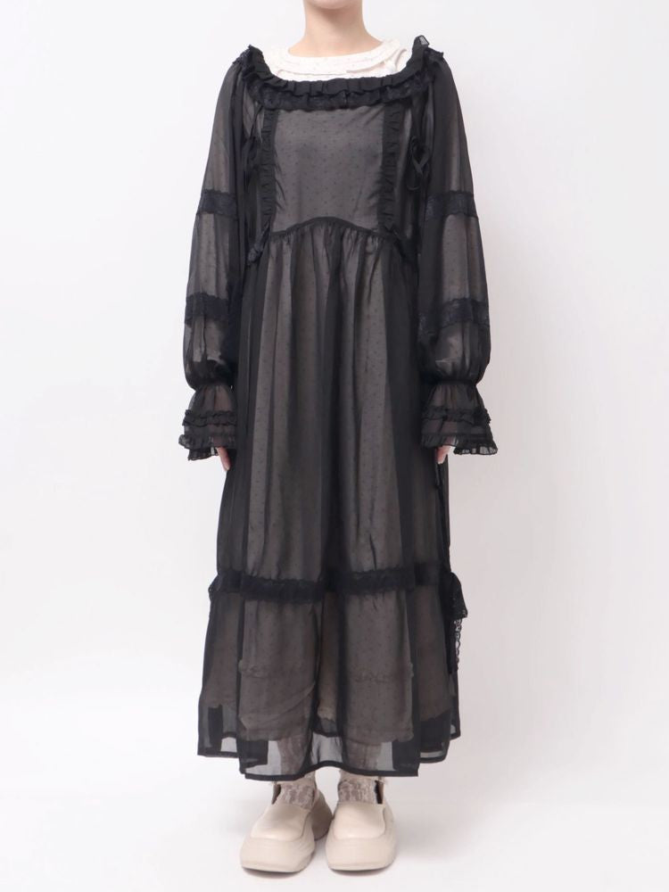 merry jenny｜Sheer Layered Ruffle Dress