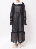 merry jenny｜Sheer Layered Ruffle Dress