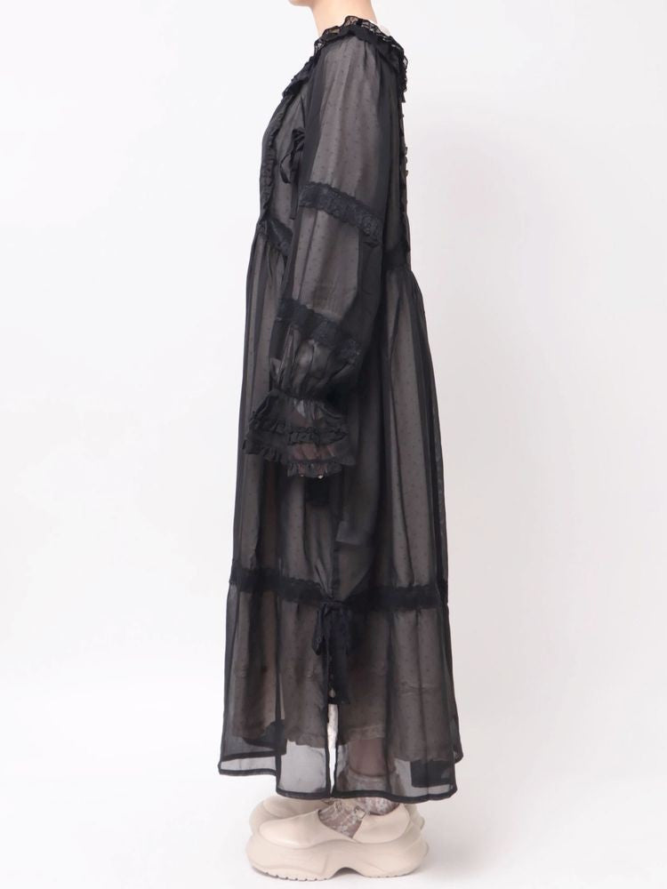 merry jenny｜Sheer Layered Ruffle Dress