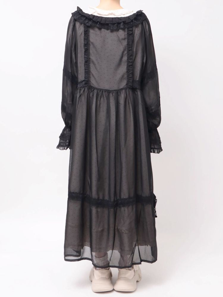 merry jenny｜Sheer Layered Ruffle Dress