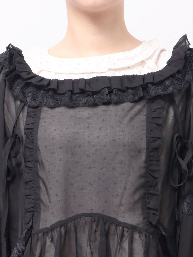 merry jenny｜Sheer Layered Ruffle Dress
