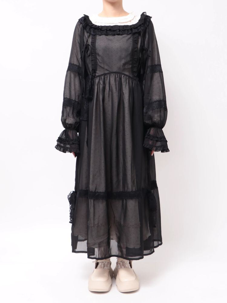 merry jenny｜Sheer Layered Ruffle Dress
